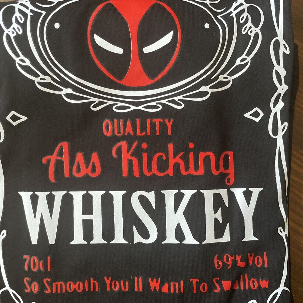 Deadpool Merc With A Mouth Whiskey Black Shirt Unisex Size Small Cosplay